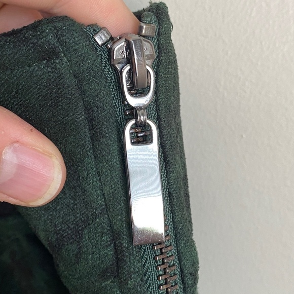 ICONIC Women's 14 Abstract Green Floral Faux Suede Skirt 1/4 Zip Festival Whimsy - Picture 5 of 15